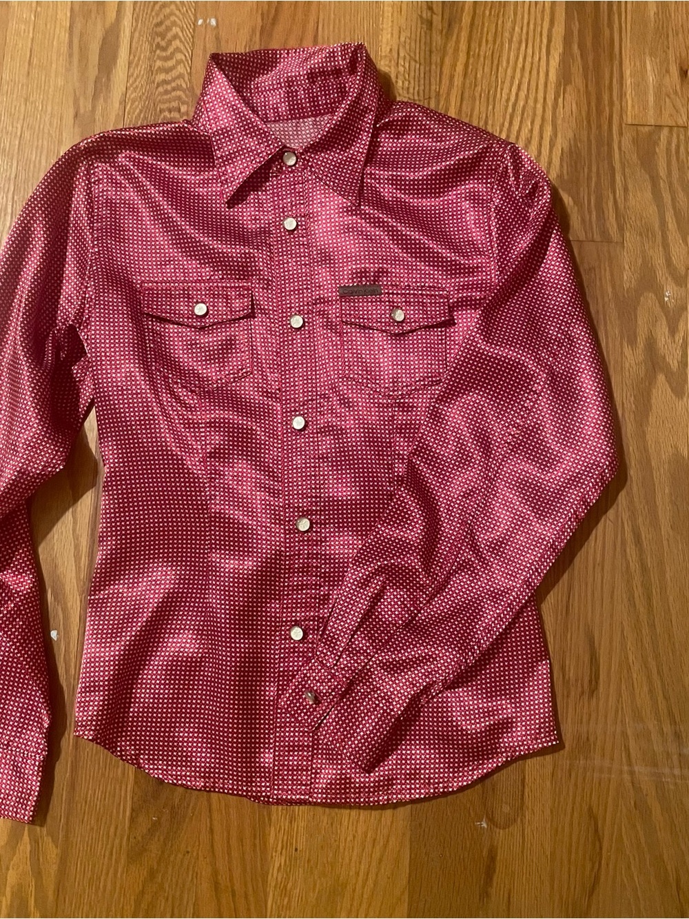 Calvin Klein Jeans Red Microdot Long-Sleeve Button-Down Shirt